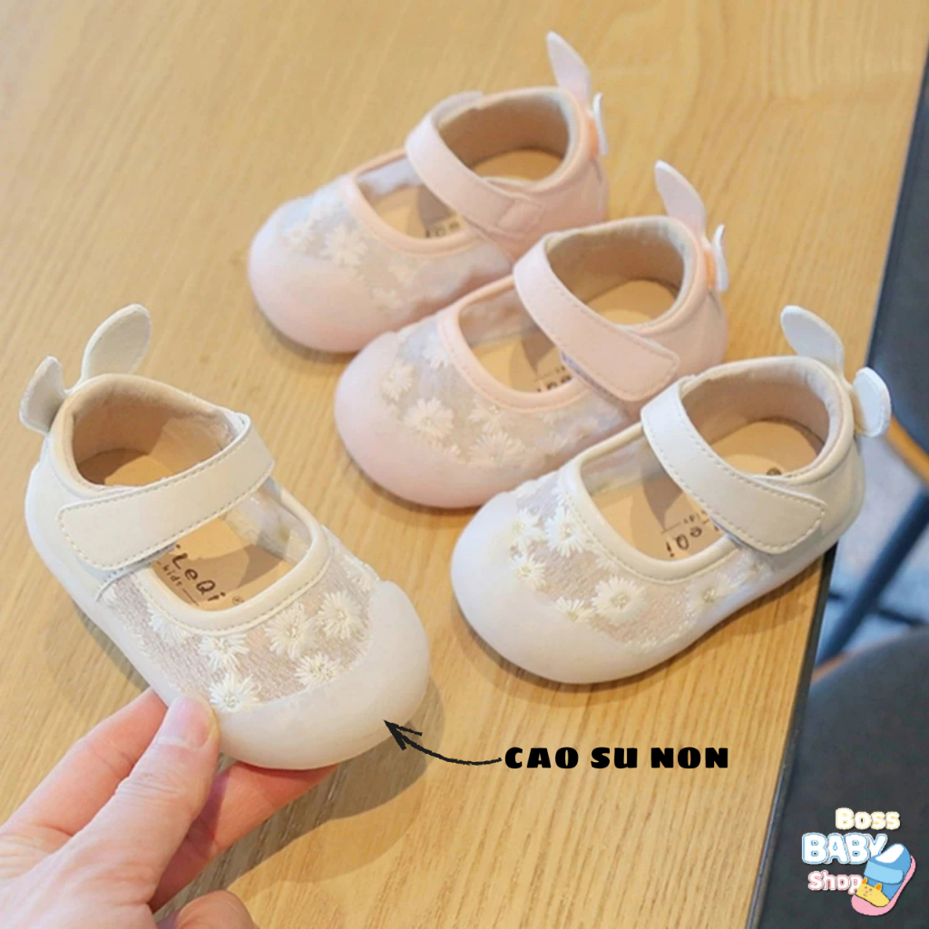 Giày Sandal Tập Đi Bé Gái 0 - 2 Tuổi Quai Dán Ngang Đế Mềm Nhẹ Êm Chân Gót Thỏ (3311)