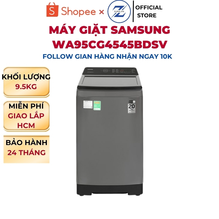 Máy giặt cửa trên Inverter Samsung 9.5KG WA95CG4545BDSV - Bảo hành 24 tháng