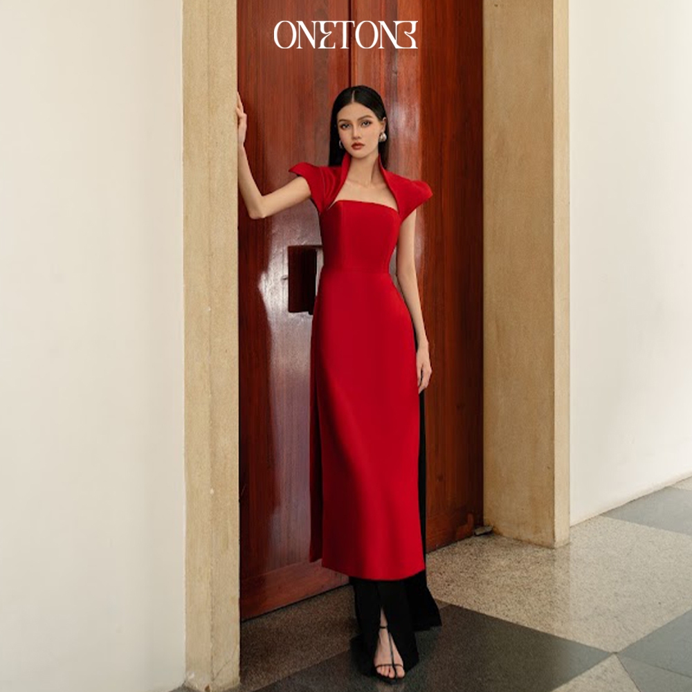 Áo dài Onetone thiết kế vai cong Taffeta cao cấp Kim Ngân, chưa bao gồm quần