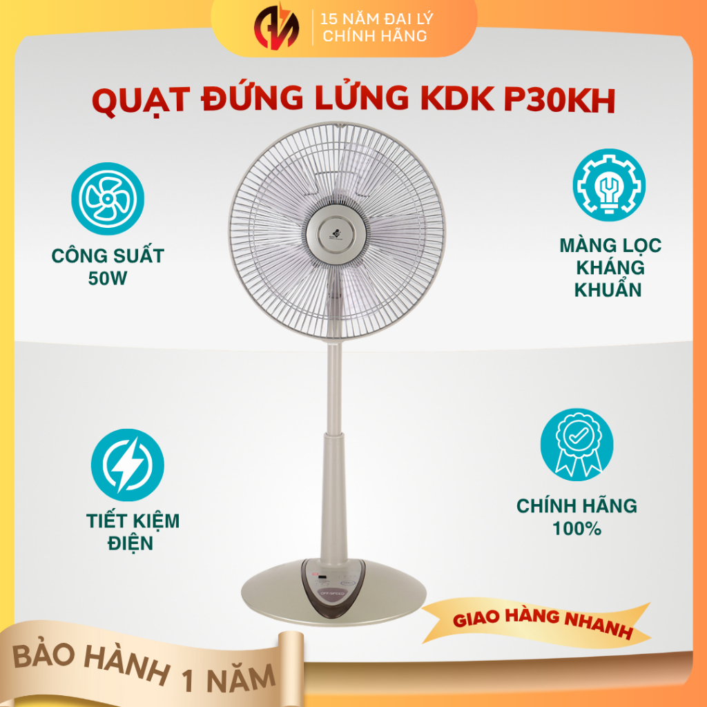 Quạt đứng lửng Nhật 5 cánh KDK - P30KH (CHG), màu Vàng sâm banh - BH Chính Hãng 2 Năm