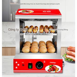 Tủ trưng bày giữ nóng, hâm nóng thực phẩm, Máy hâm nóng bánh mì xúc xích tự động