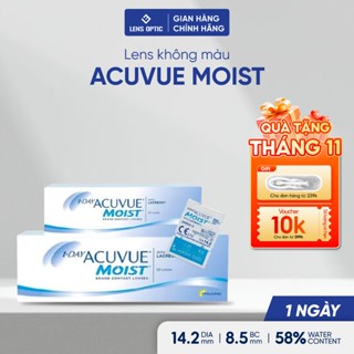 Lens cận thị 1 ngày không màu ACUVUE Moist, kính áp tròng trong suốt chính hãng - Lens Optic