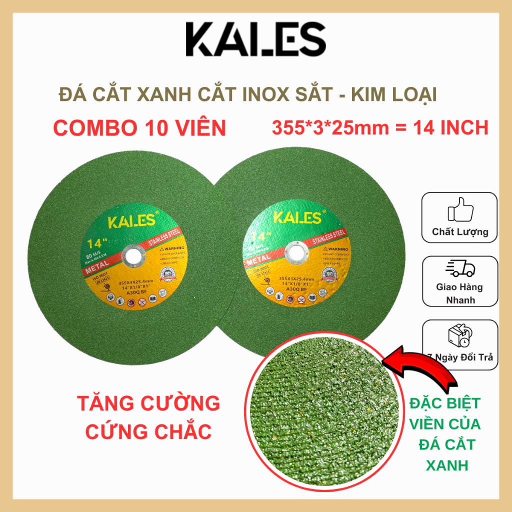 Combo 10 Viên 355 Đá Cắt Xanh Có Viền Cứng Chắc | KALES