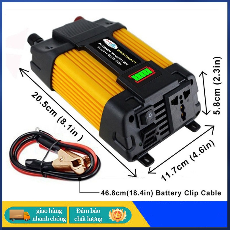Bộ Chuyển Điện Ô Tô 12V Sang 220V Biến Áp DC Sang AC Inverter