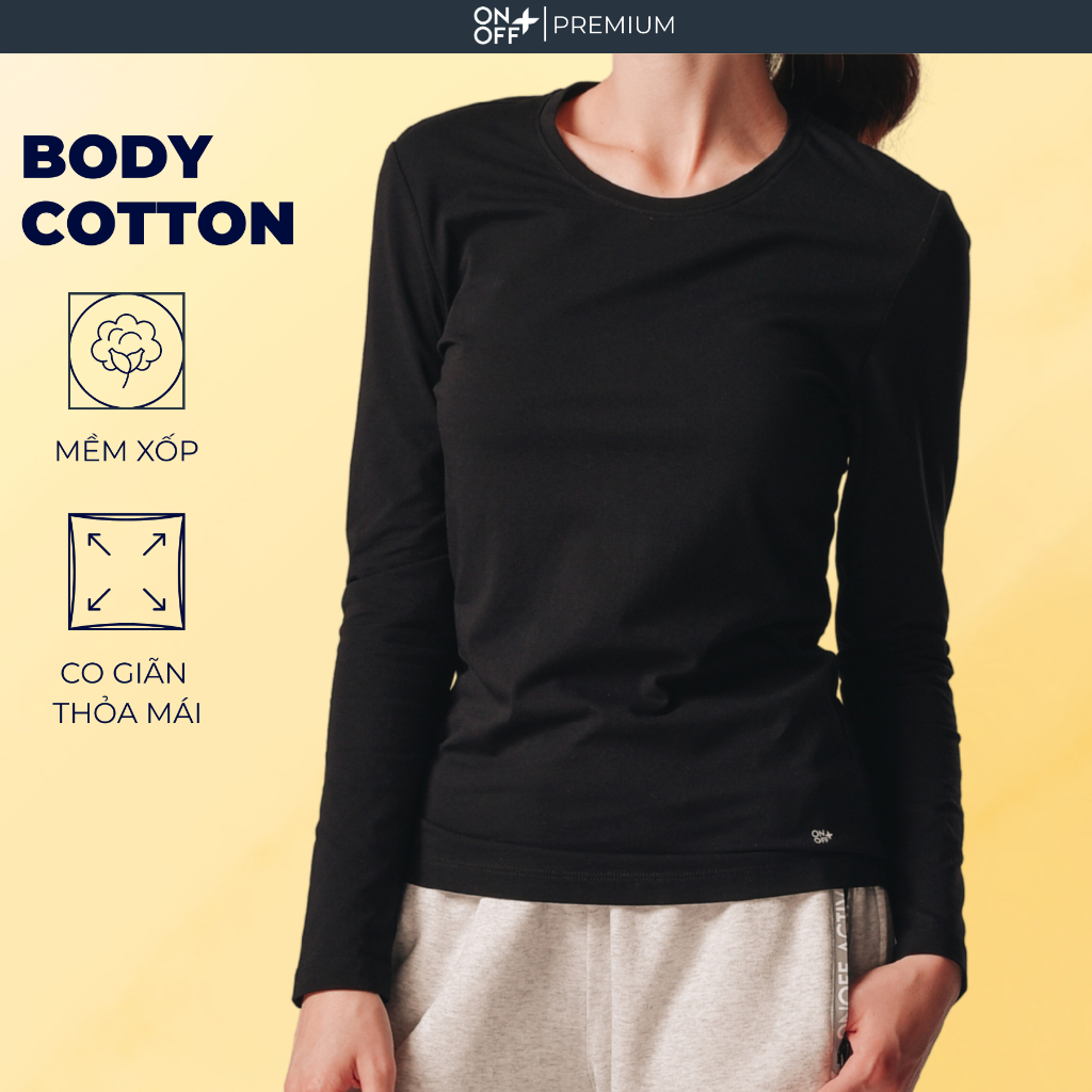 Áo phông nữ body dài tay cổ tròn ONOFF basic  ôm sát giữ ấm mùa đông 16IT24W201q