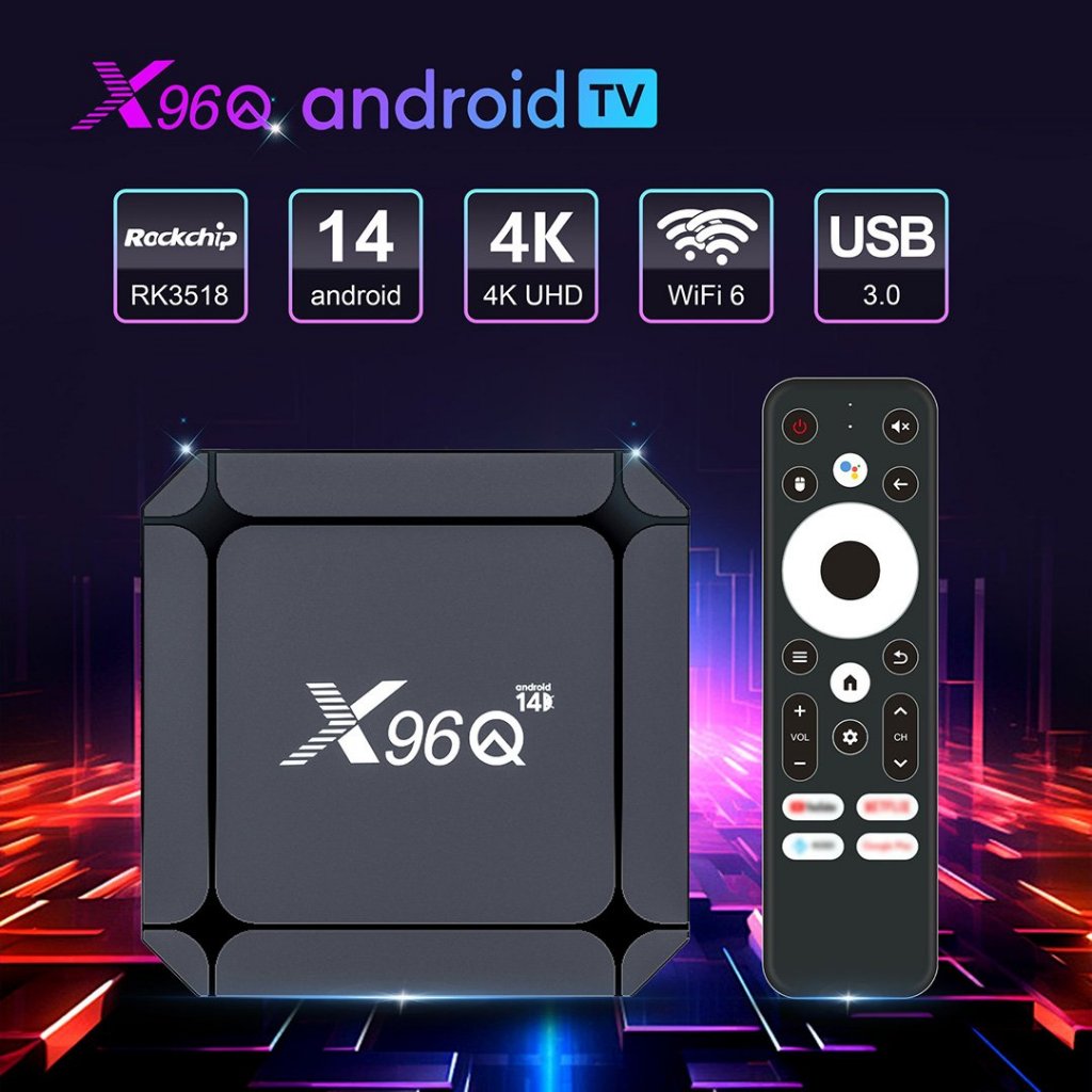 TV Box X96Q RK3518 RAM 2G, Bộ Nhớ 16G Android 14 • Wi‑Fi 6 • BT 5.4 • 4K Smart TV Box – Cắm Là Xài