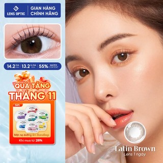  Lens 1 ngày Clalen Iris màu Latin Brown kính áp tròng cận thị nâu rêu đẹp nhất chính hãng Lens Optic 