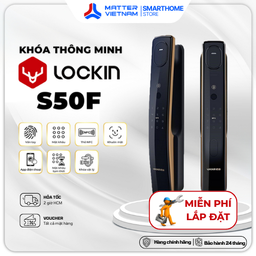 [LẮP HCM] Lockin S50F - BH 24 THÁNG - Khóa Thông Minh Vân Tay, Nhận Diện 3D (XFCL108) - BẢN QUỐC TẾ