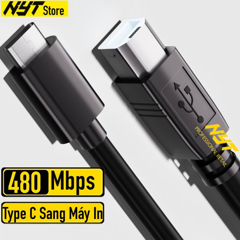 Cáp máy in sử dụng cho thiết bị hỗ trợ cổng USB Type C dài 1-3m | Type C To USB B PVC Dẻo Bền
