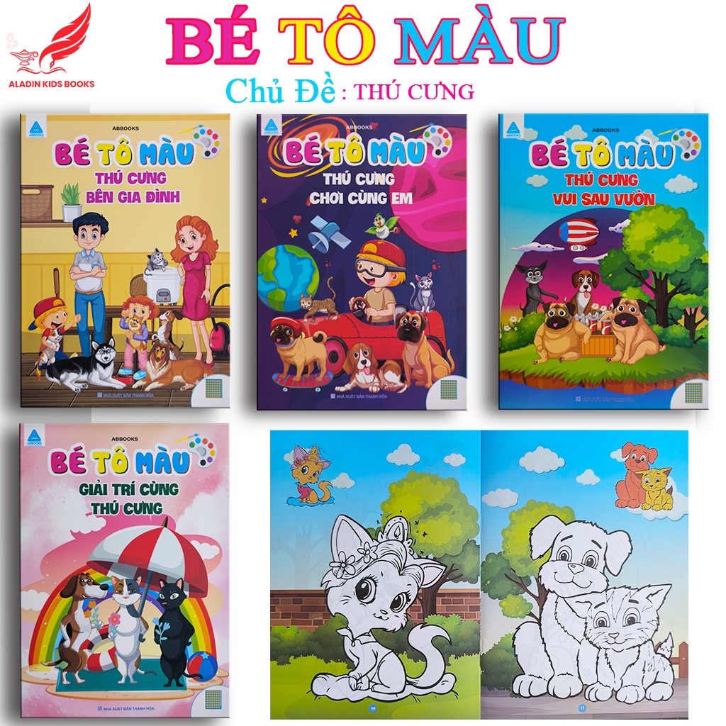 Sách- Bộ 4 Quyển Bé Tô Màu Chủ Đề Thú Cưng – Sách Tô Màu Cho Bé Thiếu Nhi