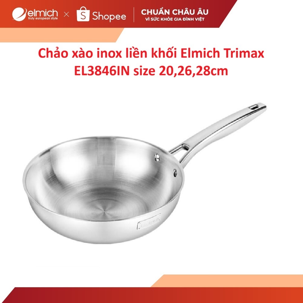 Chảo sâu lòng inox liền khối Elmich Trimax EL3846IN size 20,26,28cm