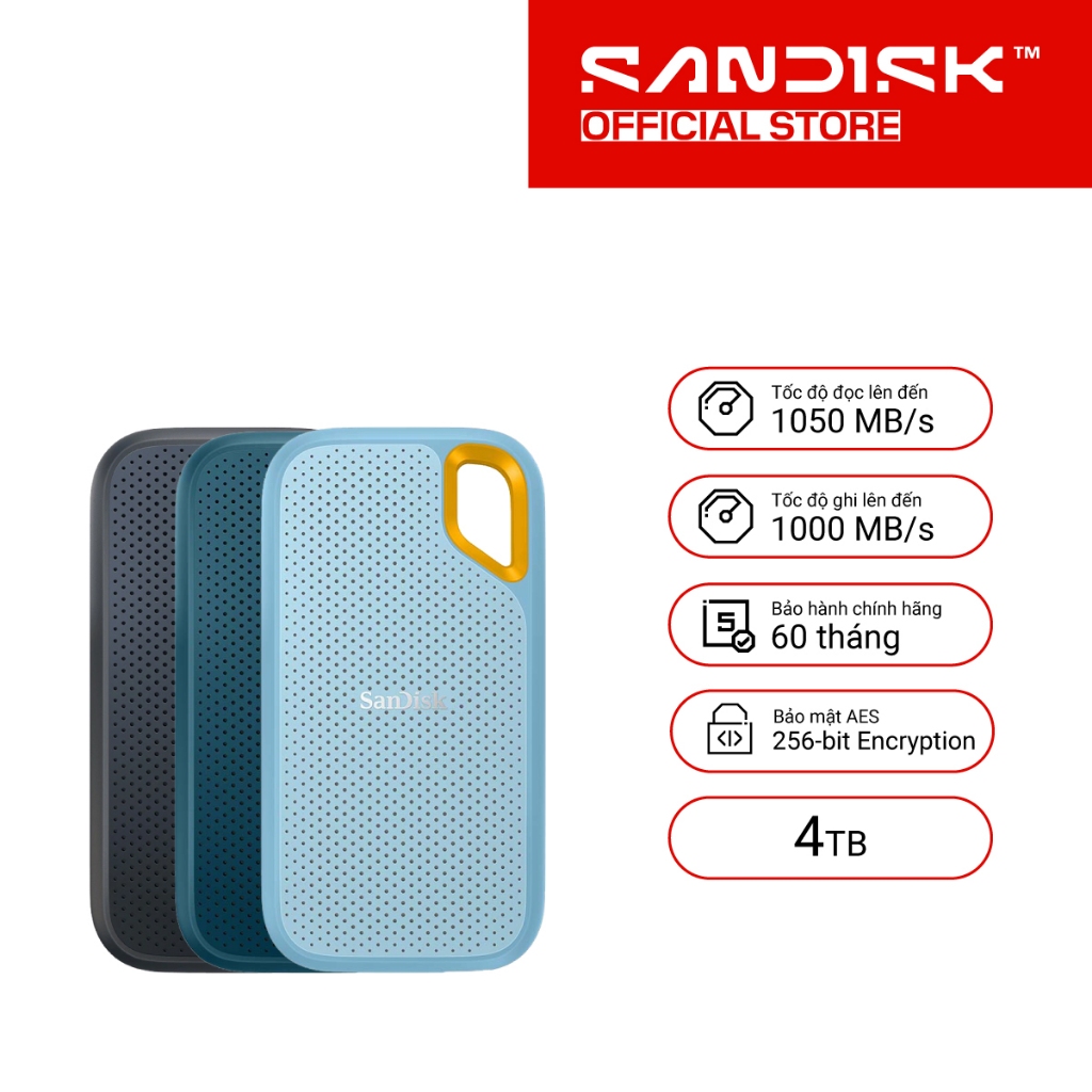 Ổ cứng di động External SSD Sandisk Extreme V2 E61 1TB - 2TB - 4TB USB 3.2 Gen 2
