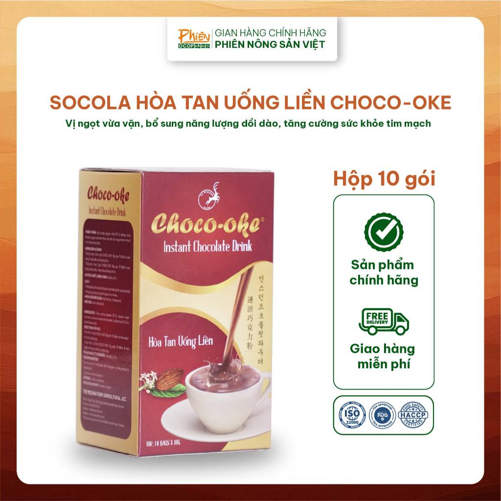 [Le Plateau]  Socola Hòa tan Uống liền CHOCO-OKE – Hương Vị Độc Đáo – Đậm Đà Thơm Béo – Hộp 10 Gói