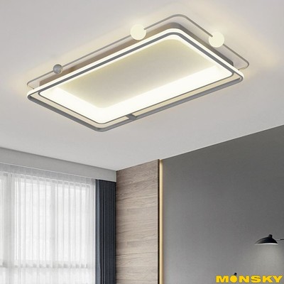 Đèn ốp trần MONSKY VAWEA 90x60cm 3 màu ánh sáng trang trí nội thất hiện đại có chế độ khiển (3008CN)