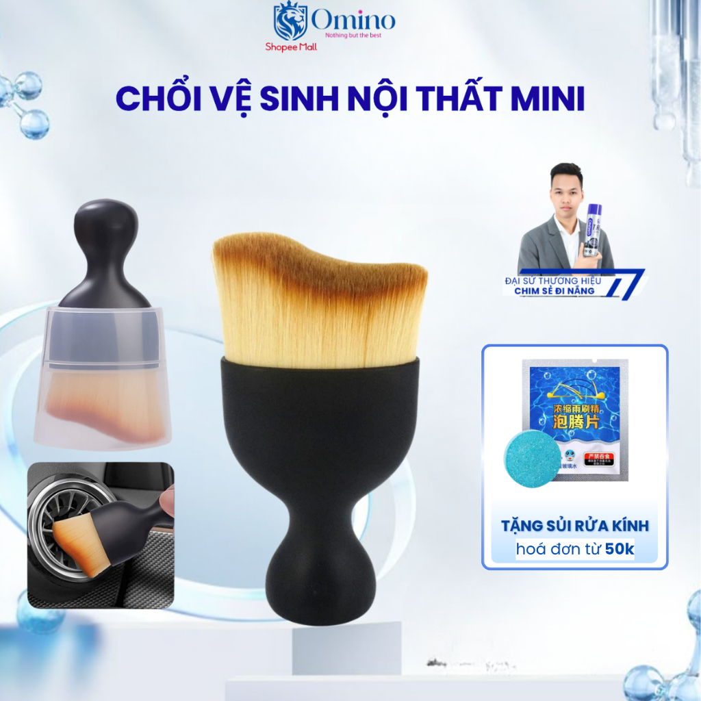 Chổi Vệ Sinh Ô Tô Mini Đầu Cong Sợi Lông Mềm Dùng Vệ Sinh Mọi Bề Mặt Nội Thất Ô tô