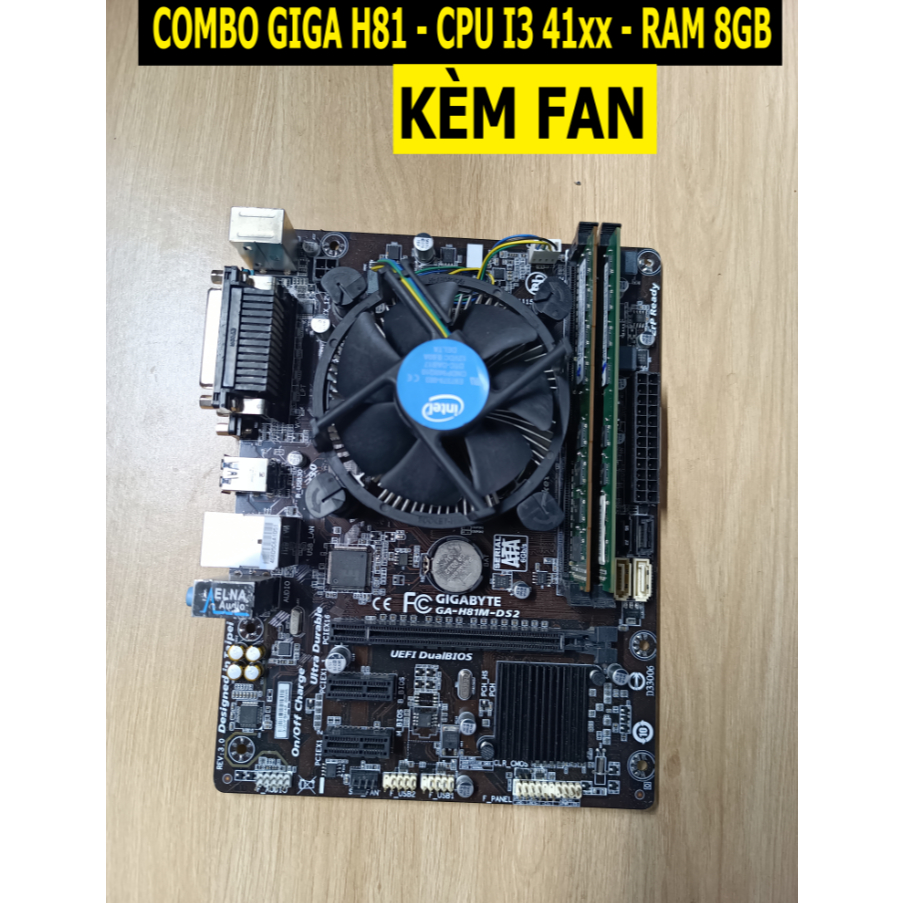 [ COMBO ] Main Giga H81m CPU i3 Ram 8gb.main máy tính H81,cpu i3 ram 8gb - main H81 - GA H81m-DS2 i3