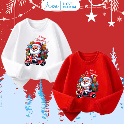 [HÀNG MỚI VỀ] AORE-Áo Thun DÀI TAY Ông Già Noel, Áo phông dài tay Thu Đông Giáng Sinh Merry Christmas Cotton cho bé