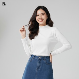  Áo thun giữ nhiệt nữ Twentyfive dáng rộng vừa cổ 5cm trơn màu 6957 