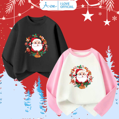 [HÀNG MỚI VỀ] AORE-Áo Thun DÀI TAY Ông Già Noel Cute, Áo phông dài tay Thu Đông Giáng Sinh Merry Christmas Cotton cho bé