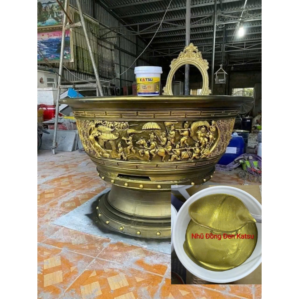 (Lon 4kg) Sơn Nhũ Đồng Đen hệ nước ngoại thất KATSU