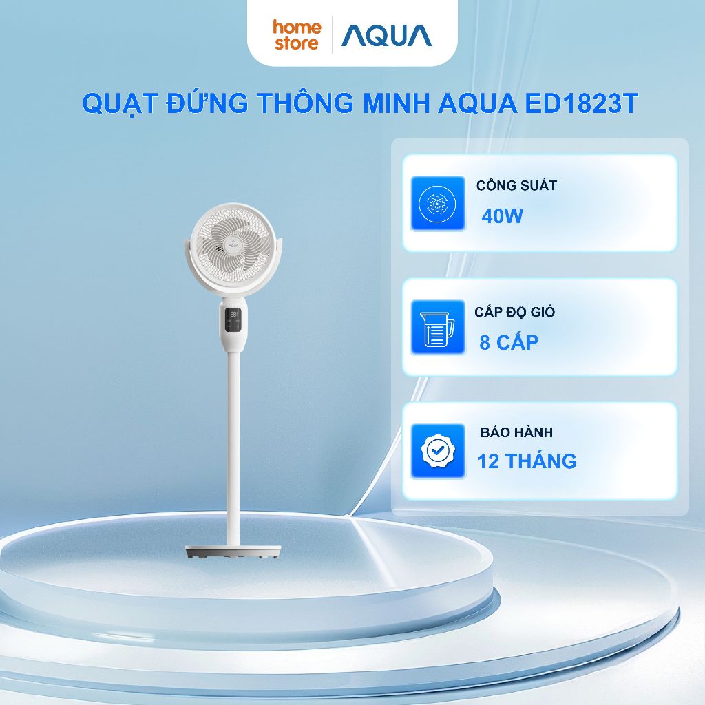 Quạt Đứng Thông Minh Aqua ED1823T - Quạt AI điều khiển giọng nói - Đối lưu không khí