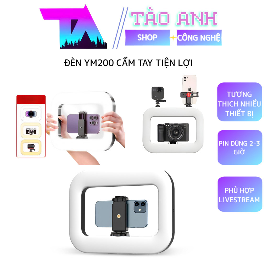 ĐÈN LIVESTREAM YM200 TÍCH ĐIỆN HỖ TRỢ LIVESTREAM QUAY VIDEO CHỤP ẢNH