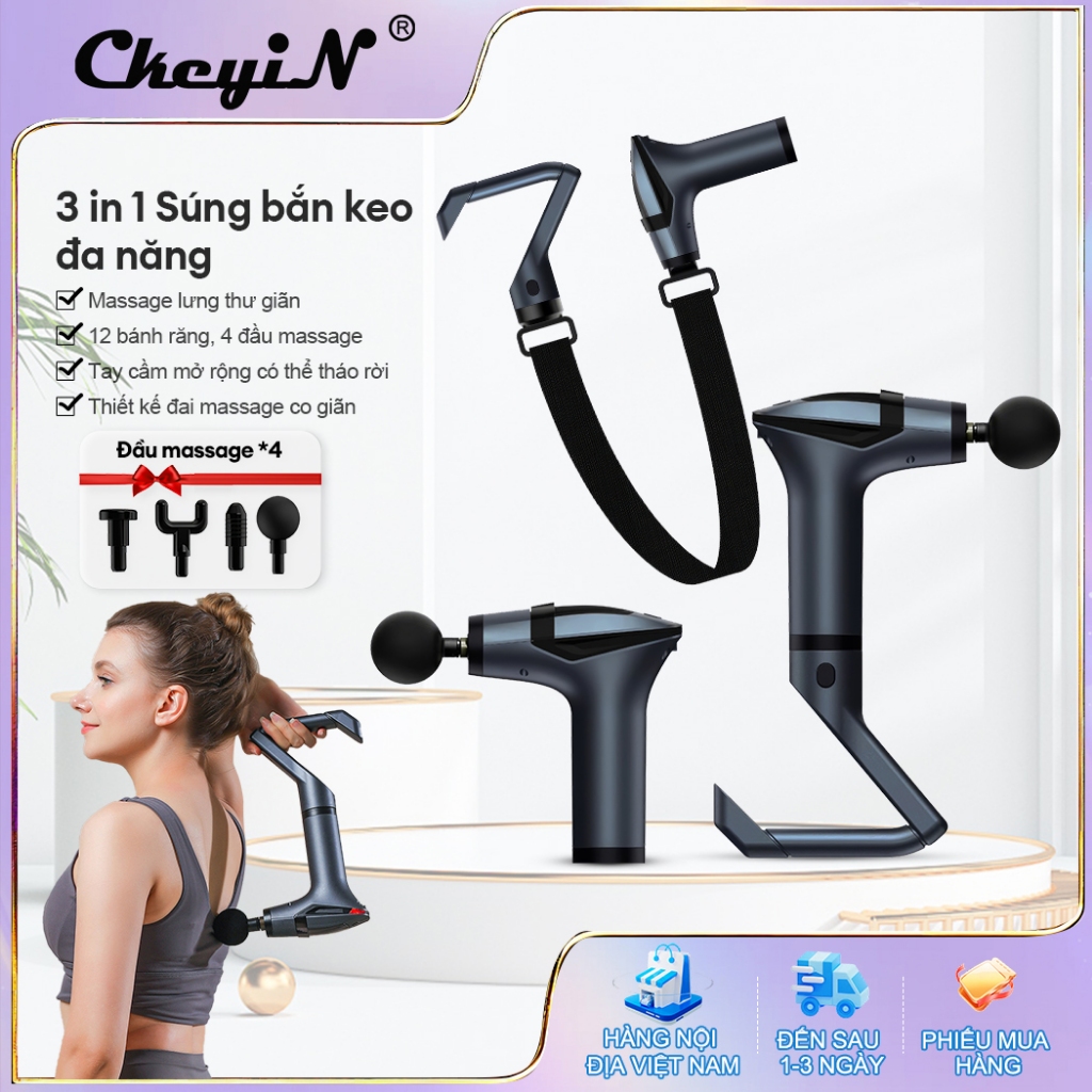 CkeyiN 3 trong 1 Máy Massage Cầm Tay 12 Cấp Độ Mát Xa Toàn Thân Giúp Thư Giãn Giảm Đau Cổ Vai Lưng G