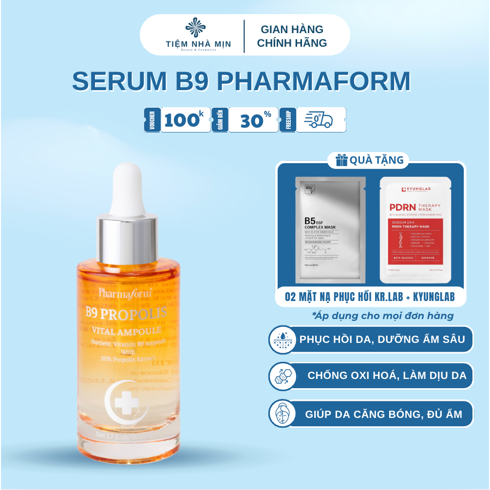 Serum Phục Hồi B9 Pharmaform Propolis Vital Cấp Ẩm Sâu Và Làm Dịu Da 50ml