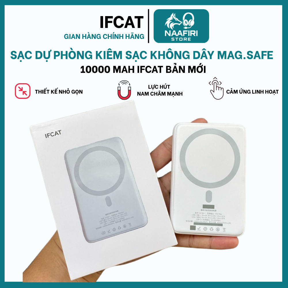 Sạc Dự Phòng Kiêm Sạc Không Dây Mag.safe 10000mah IFCAT Bản Mới - Sạc Nhanh Nhiều Thiết Bị