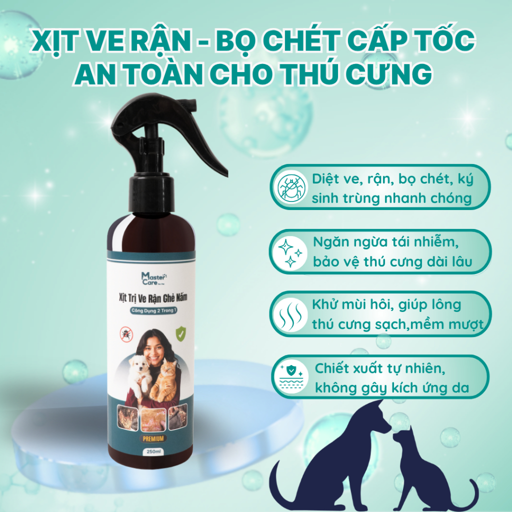 Xịt Ve Rận & Bọ Chét MasterCare – Giải Pháp Nhanh Chóng Cho Thú Cưng
