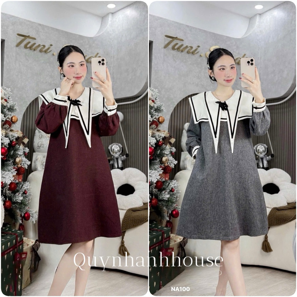 (NH CLOTHING)(Quynhanhhouse) Váy dạ phối cổ M11419 sm