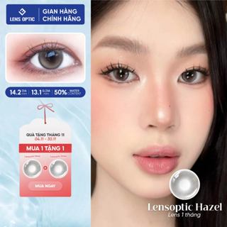  Kính áp tròng 1 tháng LENS OPTIC màu HAZEL lens khoá ẩm có độ cận an toàn cho mắt nhạy cảm 