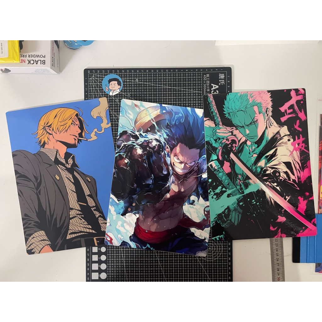 Poster OnePiece Luffy/Zoro/Sanji - Decal cán Ivory chất lượng cao (A4)
