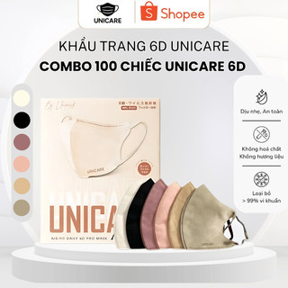  Thùng 100 chiếc khẩu trang Unicare 6D ProMask 3 lớp kháng khuẩn chống tia UV ngăn ngừa bụi mịn 