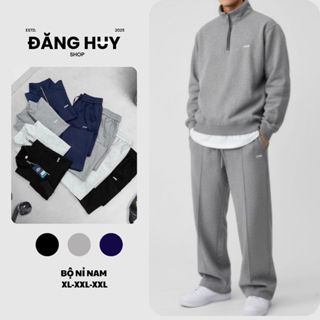  Set Đồ Thể Thao Nam Chất Nỉ Cao Cấp Bộ Đồ Nỉ Nam Dài Tay Giữ Ấm Mùa Đông – Áo Khoá Cổ Kéo + Quần Dài 