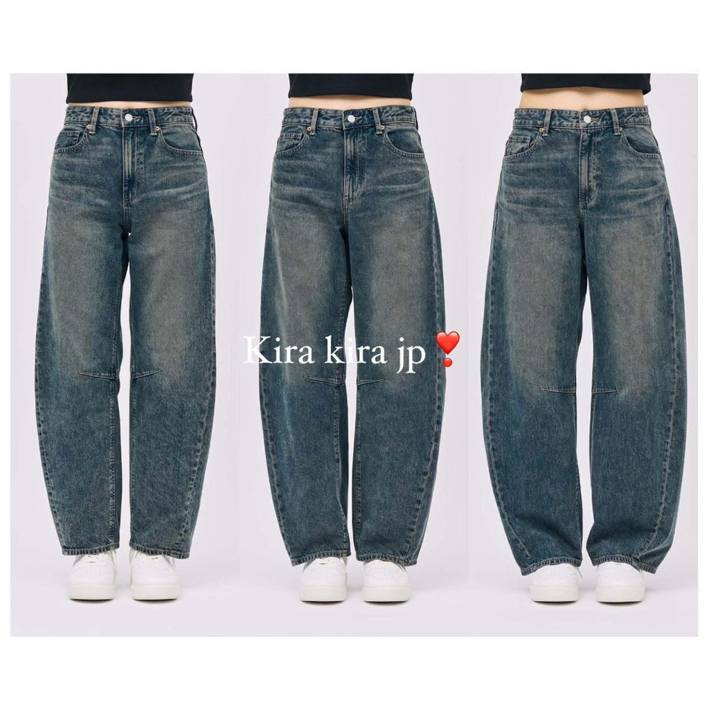 [ Auth gu] Quần jean ống cong gu japan barrel nữ
