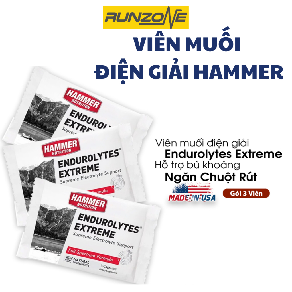 Muối Hammer | Viên muối điện giải Hammer Endurolytes Extreme gói 03 viên