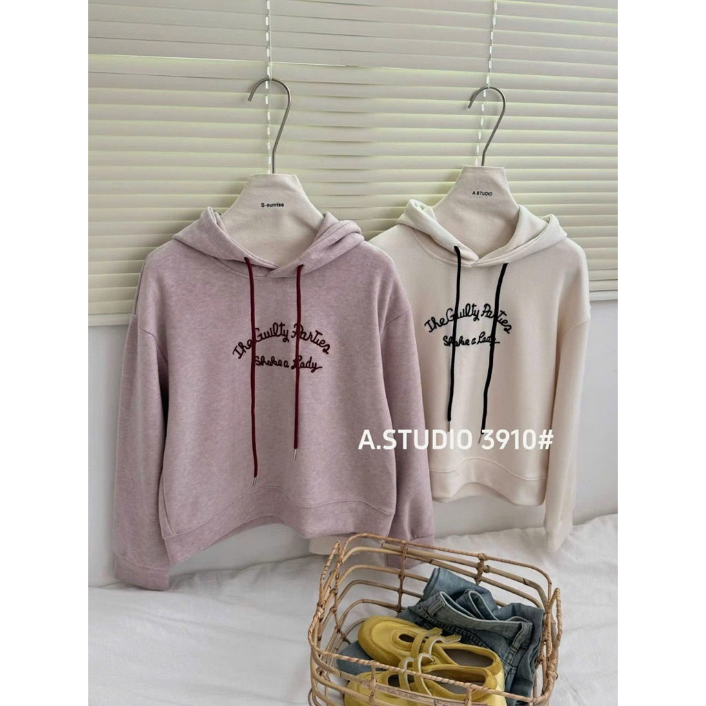 【A STUDIO】 Áo hoodie nỉ chuẩn QC 3910