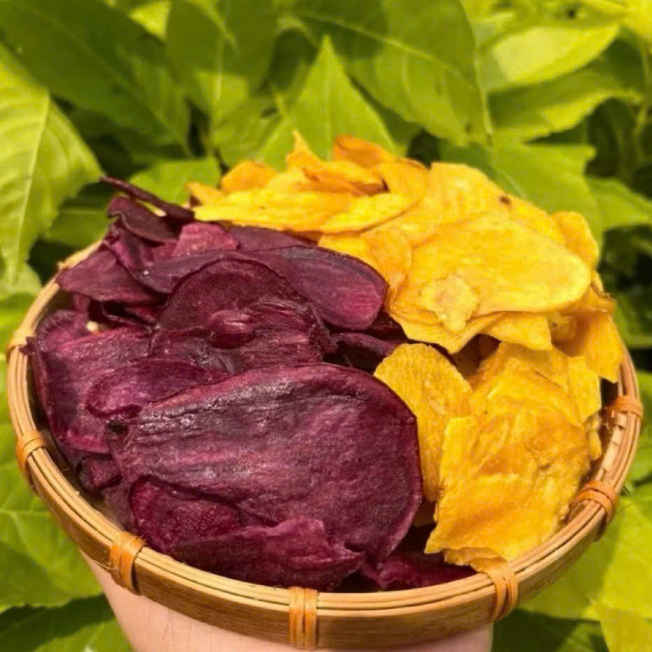 Khoai Lang Đà Lạt Sấy Mật Ong Mix 2 Màu Vàng+ Tím, Thơm Ngon Giòn Sụn, 200g