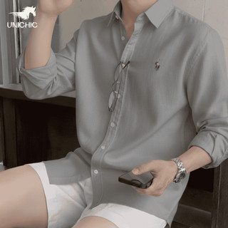  Áo Sơ Mi Nam Thêu Ngựa Cao Cấp Mã Đáo Thành Công Màu Xanh Navy Vải OXFORD & LINEN Thấm Hút Unichic SMMDTC333 