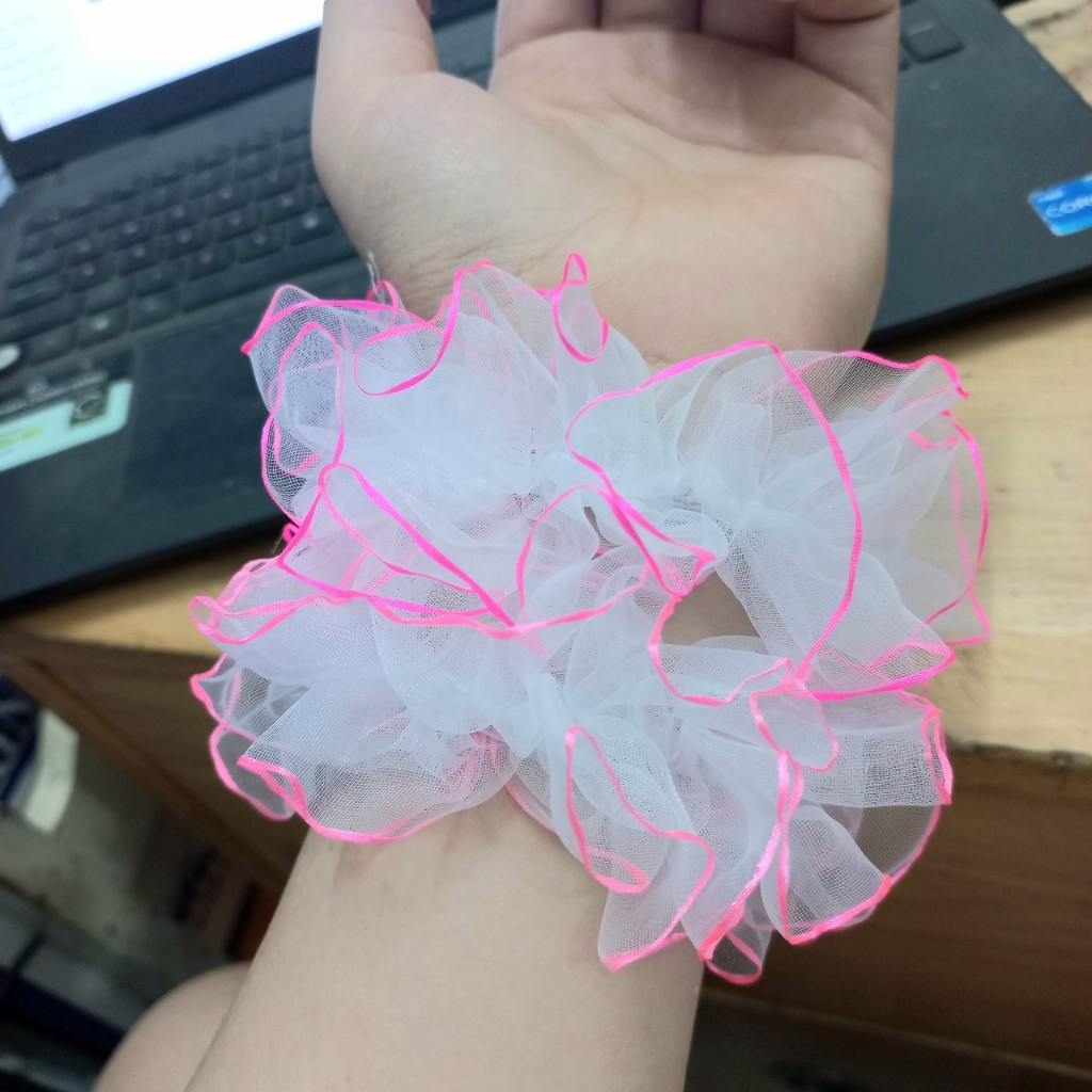 Set 4,10,20 Dây chun buộc tóc voan Scrunchies cho bé đi múa, biểu diễn văn nghệ Hồng, trắng