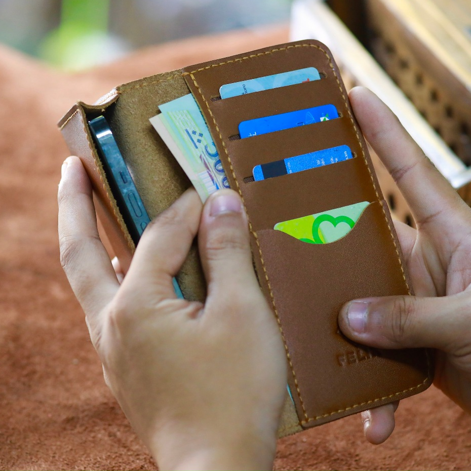 Ví dài cao cấp FL02 chất liệu da bò Thật, Bóp nam thiết kế, độc đáo, nhiều ngăn tiện dụng, thủ công tại xưởng