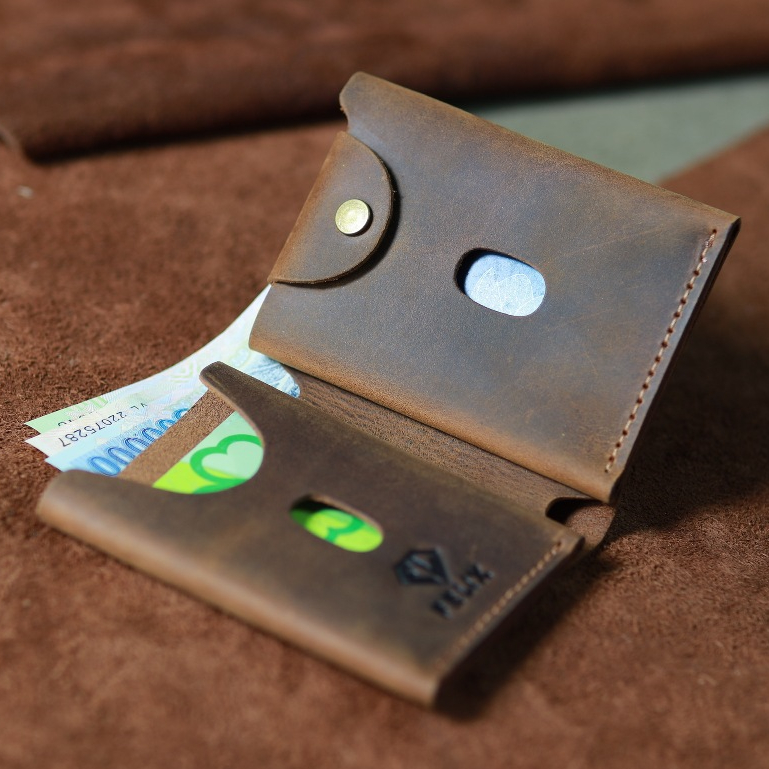 Ví da nam dáng đứng FL05 chất liệu da bò Thật, chế tác Thủ Công tại xưởng, hàng chống nước chất lượn