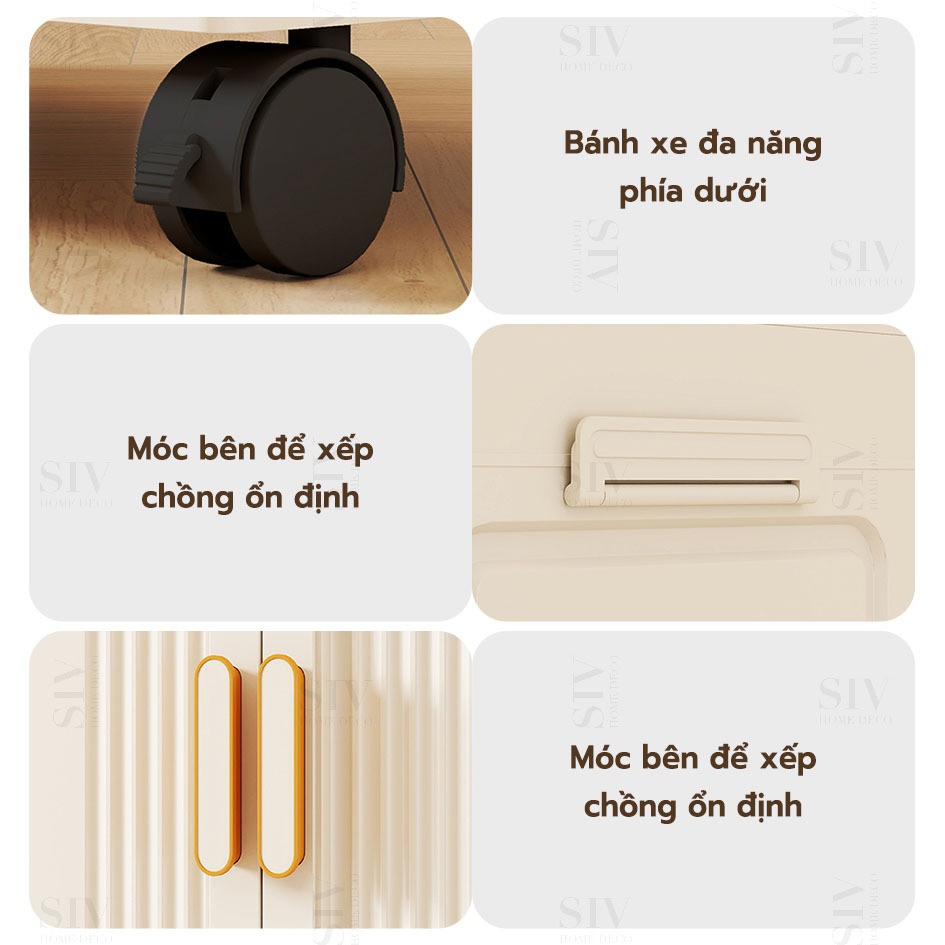 【Rộng 80cm】 SIV Tủ Quần Áo Gấp Gọn Có Ngăn Treo Trẻ Em, Đựng Đồ Đa Năng Thông Minh, Tháo Lắp Dễ Dàng, Nhựa PP | BigBuy360 - bigbuy360.vn