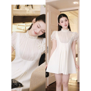  Đầm babydoll tay bồng li ngực trẻ trung đáng yêu 