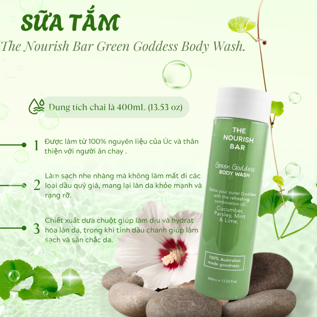 Sữa tắm The Nourish Bar Green Goddess Body Wash.