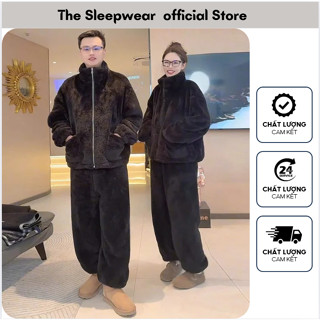  Bộ Mặc nhà cho nam và nữ Lông cừu San Hô - TheSleepwear BB02 -Bộ ngủ Lông cừu mùa đông unisexsiêu ấm 