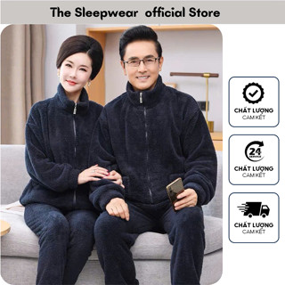  Bộ Đồ Lông Cừu cho bố mẹ  mùa đông - ThesleepwearBĐ02- Bộ lông cừu 2 mặt  Có BO CHUN trung niên 