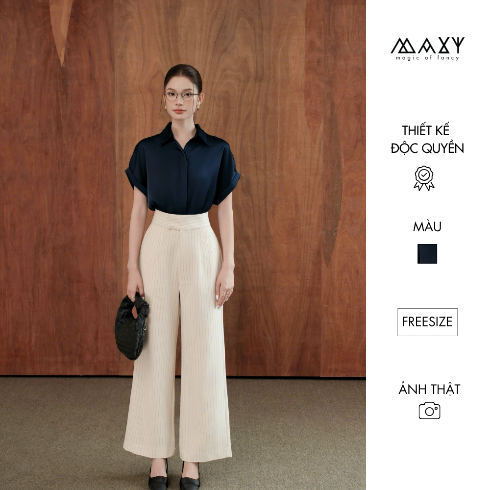 Áo sơ mi nữ công sở ngắn tay Sleeve Shirt Navy Maxy Workshop