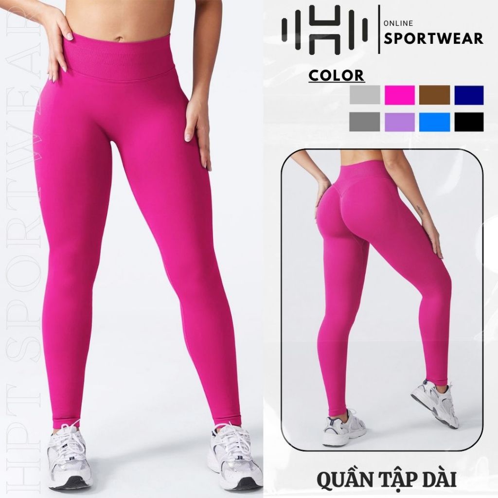 HPT Quần Dài Thể Thao Tập Gym Yoga Nữ Chất Liệu Dệt Kim 10% Elastane Cạp Cao Cùng Kiểu Dáng Của Dfyn